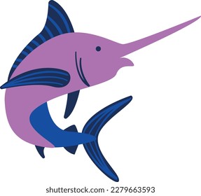 Vector a fish with a long nose and a long nose.