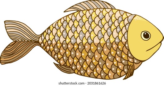 Vector fish with multi-colored scales. Delicious fish. For printing on fabric.