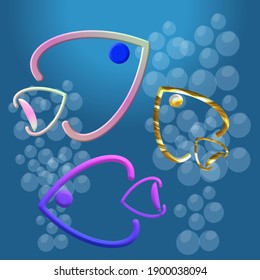 Vektorfisch auf 3D-Logo-Illustration