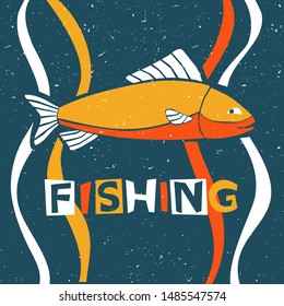 Vector fish original design. Can be used for poster, greeting card, party, invitation. Vector illustrationVector illustration