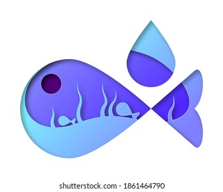Vector fish in paper art style
