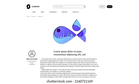 Vector fish in paper art style