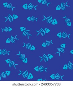 Vector fish pattern illustration. Art with stylized fish in simple lines. Design for wallpapers, backgrounds, fabrics, etc.