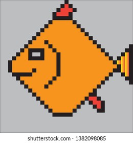 vector fish pixel art cartoon