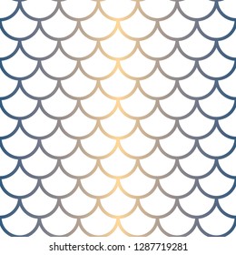 Vector fish scale repeat seamless pattern in yellow and purple gradient. Mermaid style seamless background on soft pastel color palette gradient.
