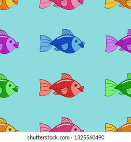 Vector fish seamless pattern