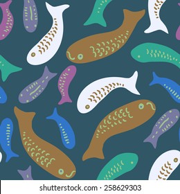 Vector fish seamless pattern.