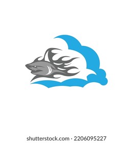 diseño de ilustración de incendios de tiburones de peces vectores