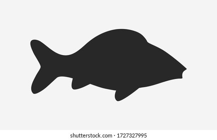 Vector fish silhouette. Fish silhouette icon isolated on white background.