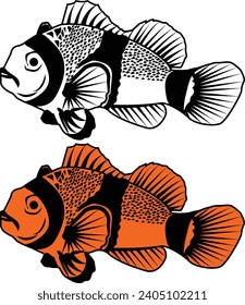 vector fish silhouettes black on white 