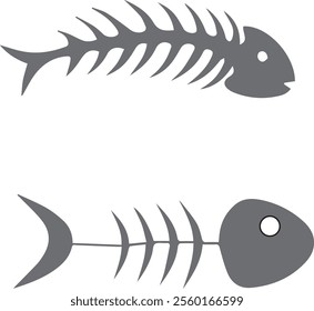 vector fish, fish skeleton animal drawing	