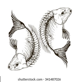 Vector fish skeleton, a talisman, a sign