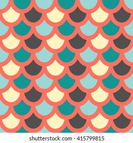Vector. Fish skin style seamless pattern.. Fish scales pattern. Red background