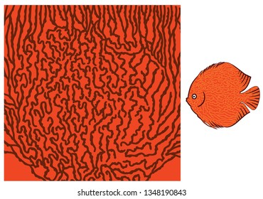Vector fish texture. Underwater skin pattern. Colored big wild fish scales skin background.Organic  aquatic shapes trendy pattern. Fish fauna exotic sea stripes .
