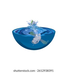 vector fish in water without background