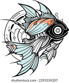 Vector fishbone futuristic concept illustration isolated