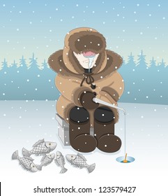 Vector. Fisherman.