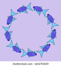 Vector fishes formed in frame. Repeating ornament. Fish icons