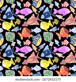 Vector - ilustración de peces sin patrón.