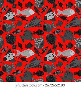 Vector - ilustración de peces sin patrón.