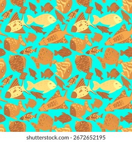 Vector - fishes illustration seamless pattern.
