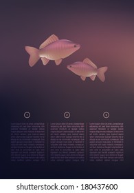 peces vectoriales en un fondo brillante 