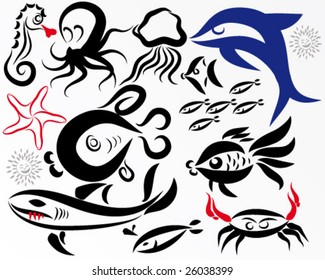 Vector fishes set