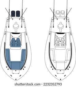 Vector Fishing Boat Line Art Illustration For T-shirt