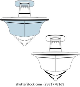 Vector Fishing Boat Line Art Illustration for T-shirt