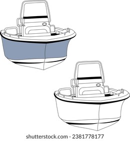 Vector Fishing Boat Line Art Illustration for T-shirt