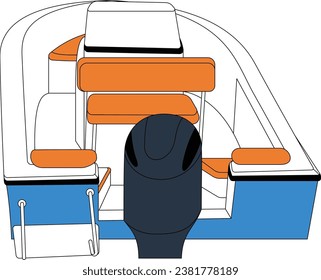 Vector Fishing Boat Line Art Illustration for T-shirt