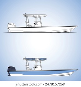 Vector Fishing Boat Line Art Illustration One color Boat vector  art one color illustration draw and boat print