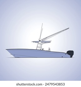 Vector Fishing Boat Line Art illustration 