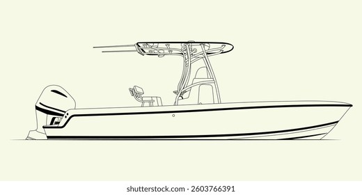 Vector Fishing Boat Line Art Illustration One color Boat One Color. Fishing boat vector line art illustration and one color. Travel Editable Stroke Line Icons. Transportation Editable Stroke Line Icon