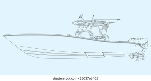 Vector Fishing Boat Line Art Illustration One color Boat One Color. Fishing boat vector line art illustration and one color. Travel Editable Stroke Line Icons. Transportation Editable Stroke Line Icon