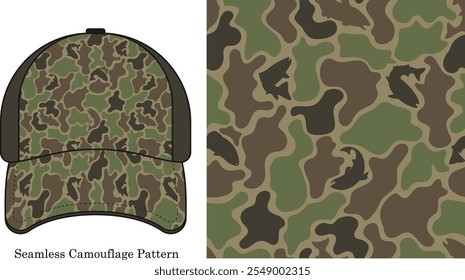 Patrón de camuflaje de pesca de Vector, camuflaje sin costuras, camuflaje de cazador de patos