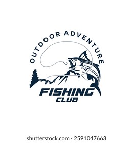 Vector fishing club logo template. Art design for prints, t-shirt prints, posters, covers and advertisements