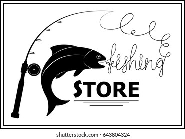 Vector fishing emblem. Fish logo template