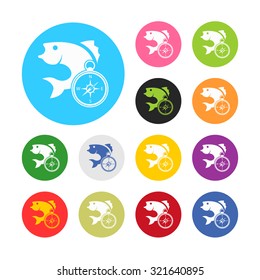 Vector of fishing and fish icon