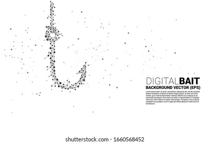 vector fishing hook from dot connect line polygon. Concept of digital scam and fraud in business.