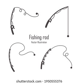Silueta de anzuelo de pesca vectorial El concepto de amantes de la pesca Aislados sobre fondo blanco.