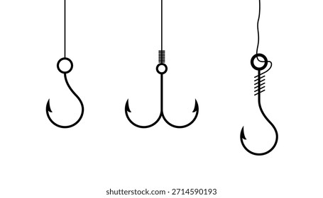 Vector fishing hook web icon. stylish fishing hook. symbol or logo. vector illustration