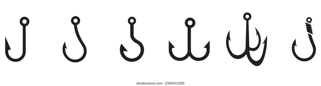 Vector Fishing Hooks For Hanging Lures. isolate on white background.EPS 10