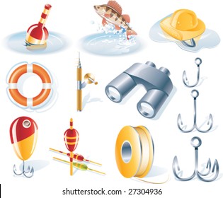 Vector fishing icon set