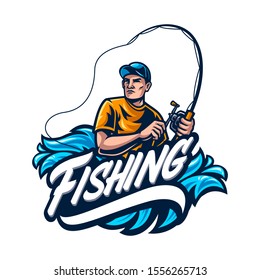 Vector of fishing logo in white background