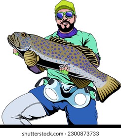 vector fishing man illustration design