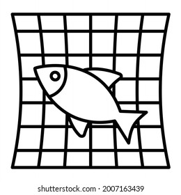 Vector Fishing Net Outline Icon Design
