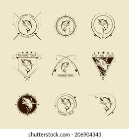 vector fishing symbol set