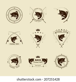 vector fishing symbol set