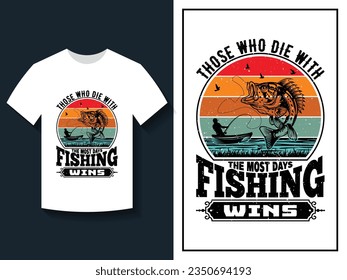 Vector fishing typography t-shirt design template vintage style